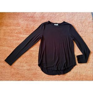 Cupio Black Long Sleeve Stretch Top Soft Viscose Scoop Hem Size M